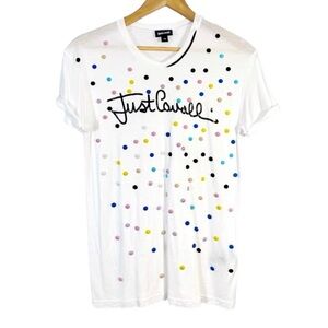 Just Cavalli x Roberto Cavalli Embellished Logo Tee White Size XS